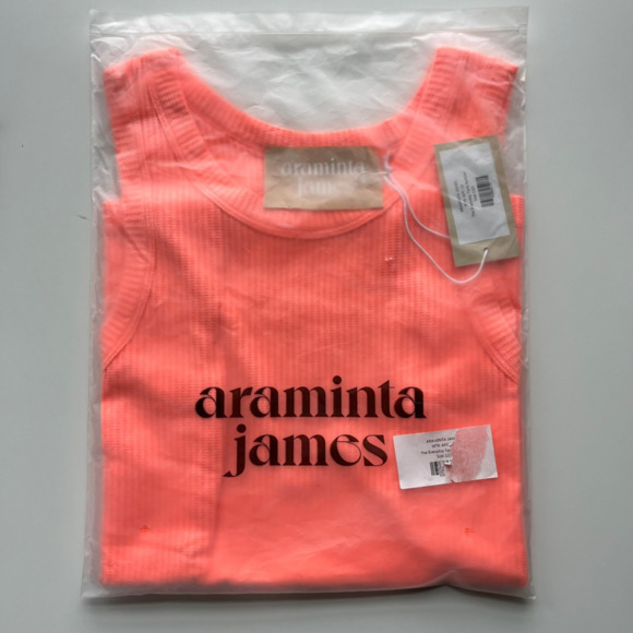 NWT Araminta James The Everyday Tank Apricot Waffle Knit Women Large Beach - Picture 2 of 10